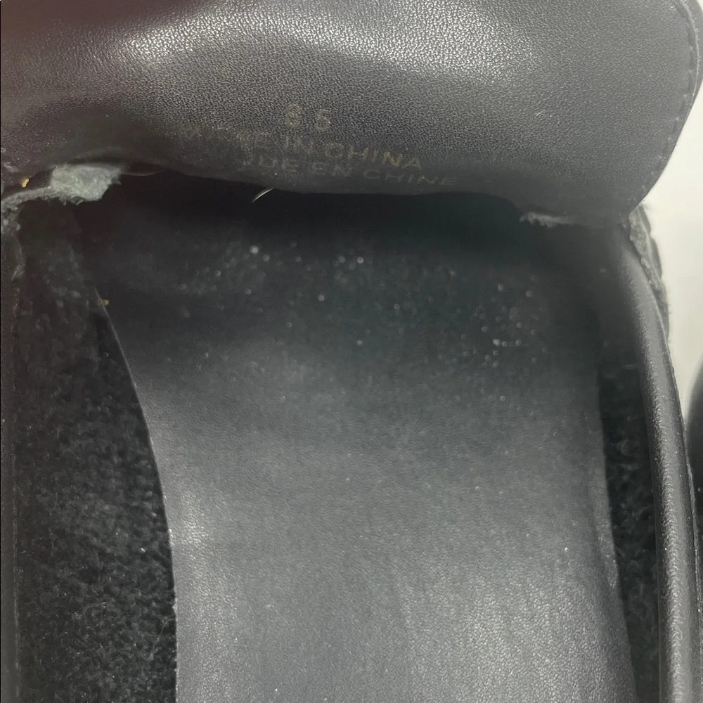 Jeffrey Campbell Black Leather Gold Accent Horsebit Slip On Loafers Size 8.5